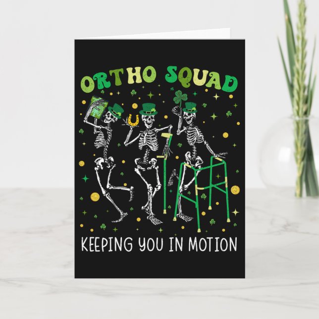 Tarjeta Equipo ortodoxo esqueletos bailando St Patricks or (Anverso)