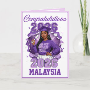 Tarjeta Era de Graduación Morada de Chica Negra 2026