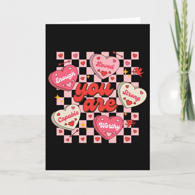 Tarjeta Eres Amado Digno de Amor Corazón de Caramelo Profe (Anverso)