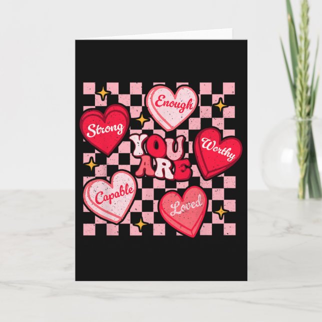 Tarjeta Eres Amado Digno Suficiente Corazón De Caramelo Pr (Anverso)