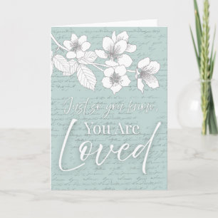 Tarjeta "Eres Amado" Floral sobre fondo Aqua Vintage