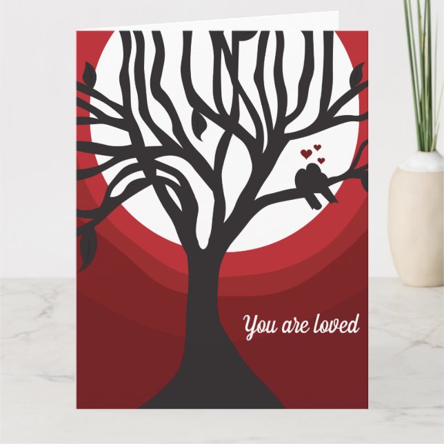Tarjeta Eres Amor Amado Aves Rojo Negro (Anverso)