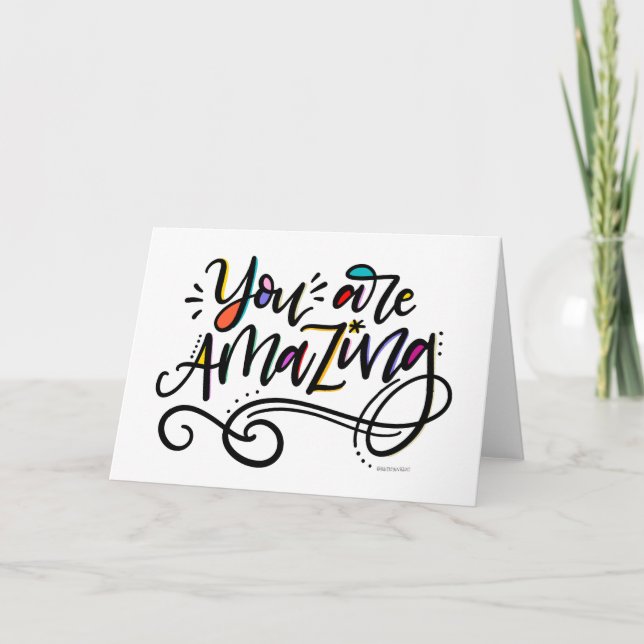Tarjeta Eres asombroso, con letras a mano (Anverso)