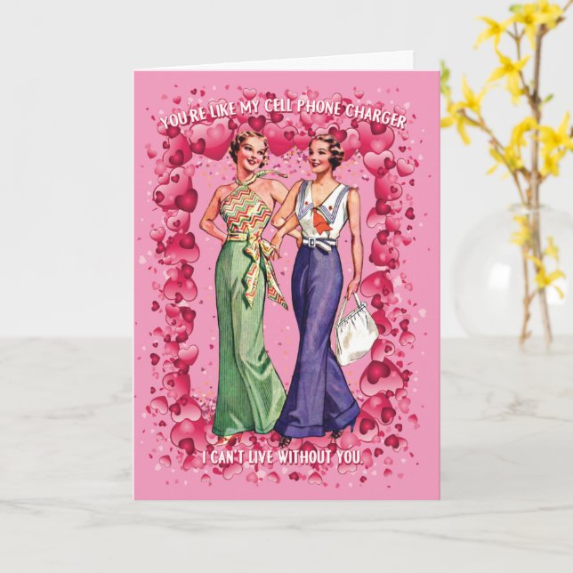 Tarjeta Eres como mi cargador de celular LGBTQ Valentine (flor amarilla)