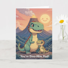 Tarjeta Eres Dino Mite Papá Cute Dinosaur Atardecer Día de