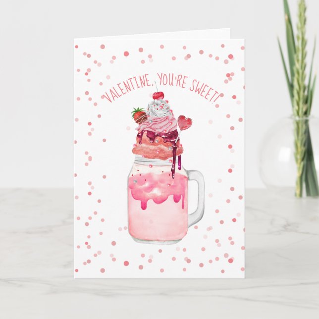 Tarjeta Eres dulce Valentine Love Candy Crazy Milkshake (Anverso)