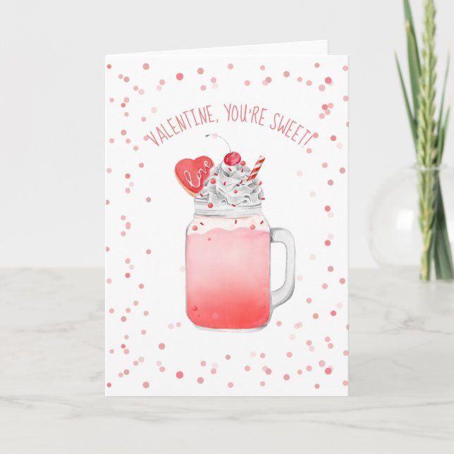 Tarjeta Eres dulce Valentine Love Crazy Milkshake (Anverso)