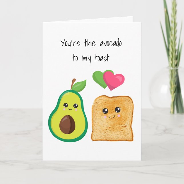 Tarjeta Eres el aguacate a mi aniversario de amor de tosta (Anverso)