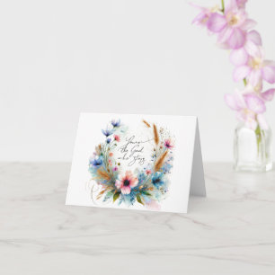 Tarjeta Eres el Dios que permanece, floral acuarela