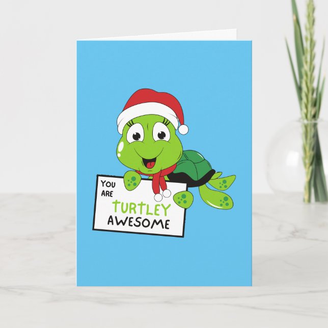 Tarjeta Eres Impresionante Peros De Tortuga Graciosos, Azu (Anverso)
