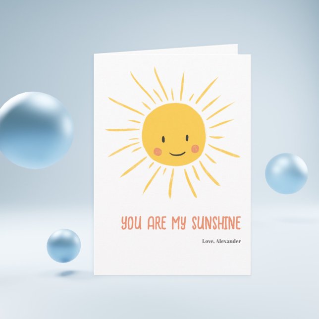 Tarjeta Eres Mi Aniversario Editable De Sunshine Cuate Sun (You Are my Sunshine with Love Cute Anniversary Card with a Sun Smiling)