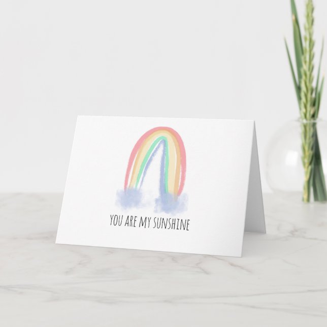 Tarjeta Eres mi arcoiris pintado con una acuarela brillant (Anverso)