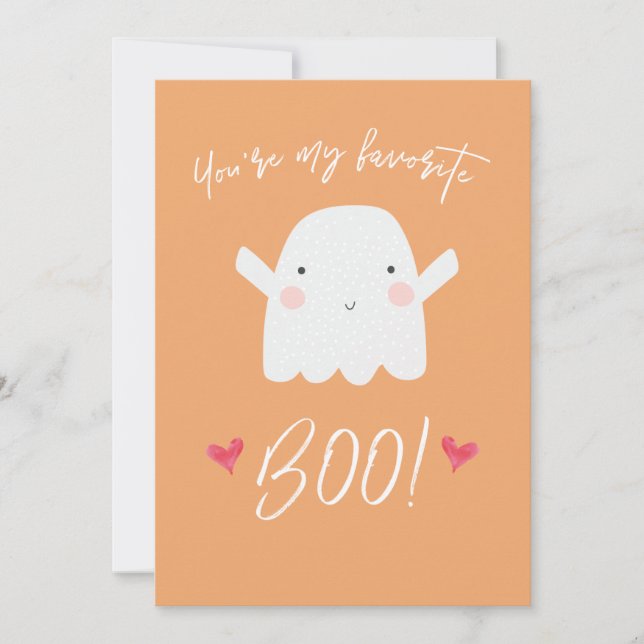 Tarjeta "¡Eres mi Boo favorito!" Fantasma de Halloween (Anverso)
