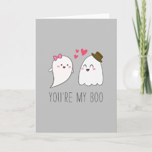 Tarjeta Eres mi Boo Halloween Kawaii Ghost Cute Gray