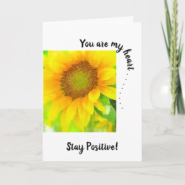 Tarjeta Eres mi corazón~Girasol amarillo brillante y alegr (Anverso)