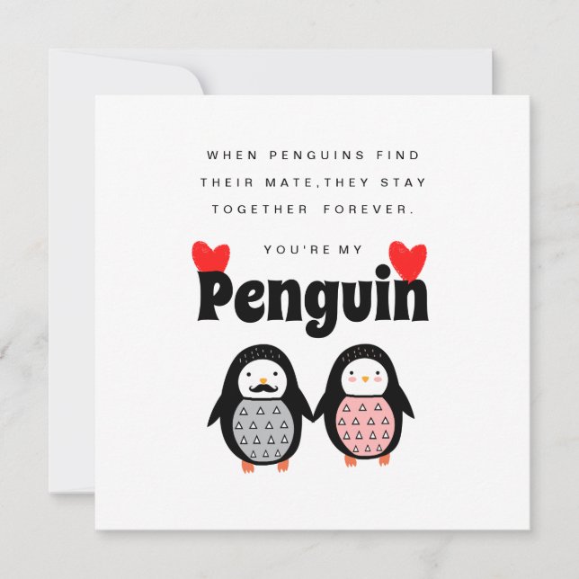 Tarjeta Eres mi Día de San Valentín pingüino (Anverso)