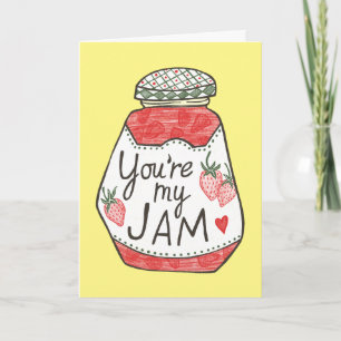 Tarjeta ERES MI JAM Ilustración de Fresa Amor Personalizad