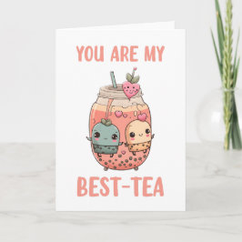 Tarjeta Eres mi mejor amiga del té kawaii de boba bubble t