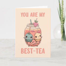 Tarjeta Eres mi mejor amigo de té kawaii boba bubble tea