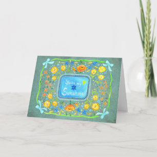 Tarjeta Eres mi Sol Hermosa Floral Pintada a Mano