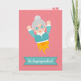 Tarjeta ¡Eres nuestra abuela superheroína! Versión en negr