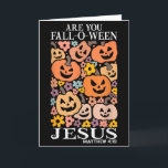 Tarjeta ¿Eres Otoño-o-ween Jesús Calabazas Halloween Crist<br><div class="desc">¿Eres Otoño-o-ween Jesús Calabazas Halloween Cristiano</div>
