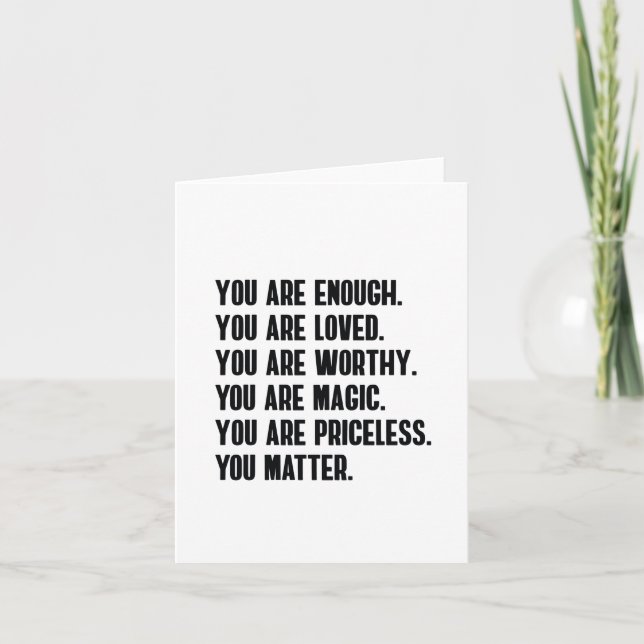 Tarjeta Eres Suficiente Amado Digno Mágico Inapreciable (Anverso)
