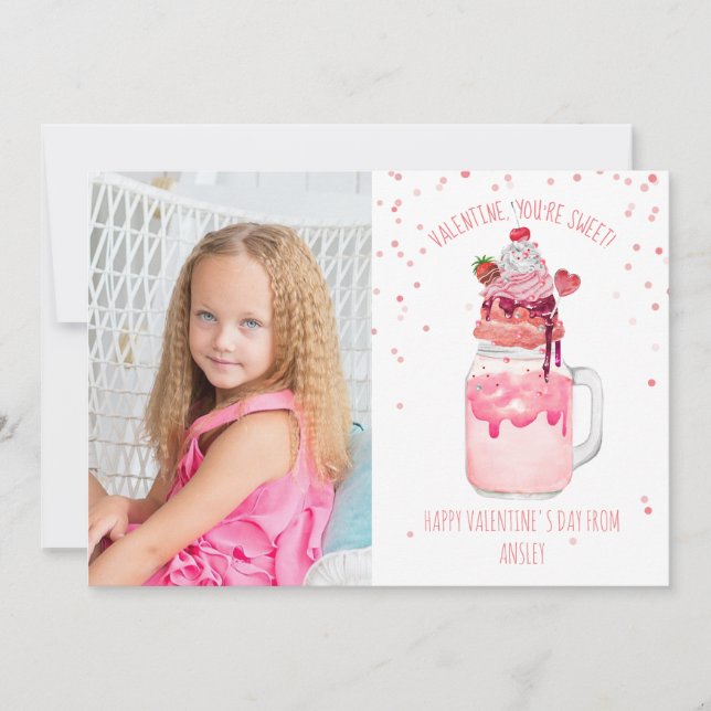 Tarjeta Eres Sweet Candy Milkshake Classroom Valentine (Anverso)