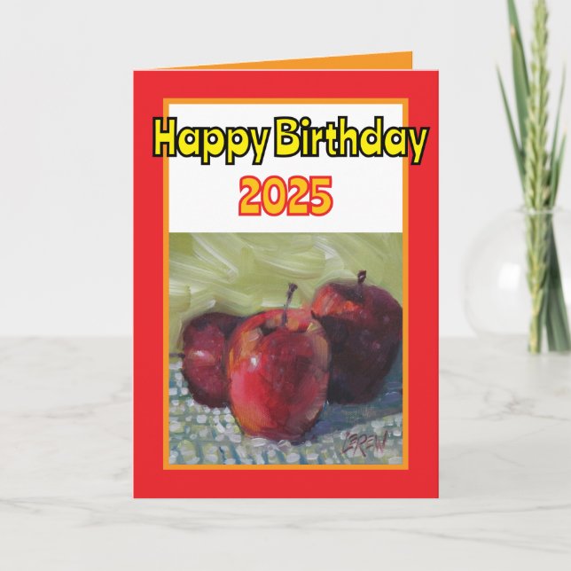 Tarjeta Eres Tan Atractivo 3 Manzanas Rojas Feliz Cumpleañ (Anverso)