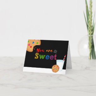 Tarjeta Eres tan dulce leche y galletas de arcoiris