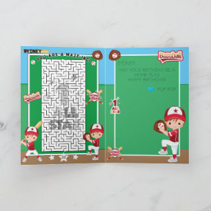 Tarjeta Eres un chico de béisbol A-Maze-ing Feliz Cumpleañ