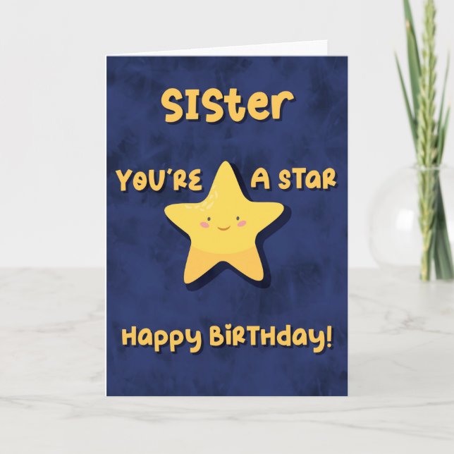 Tarjeta Eres un cumpleaños de la hermana estrella (Anverso)