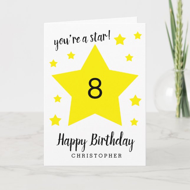 Tarjeta Eres un cumpleaños de Star 8th (Anverso)