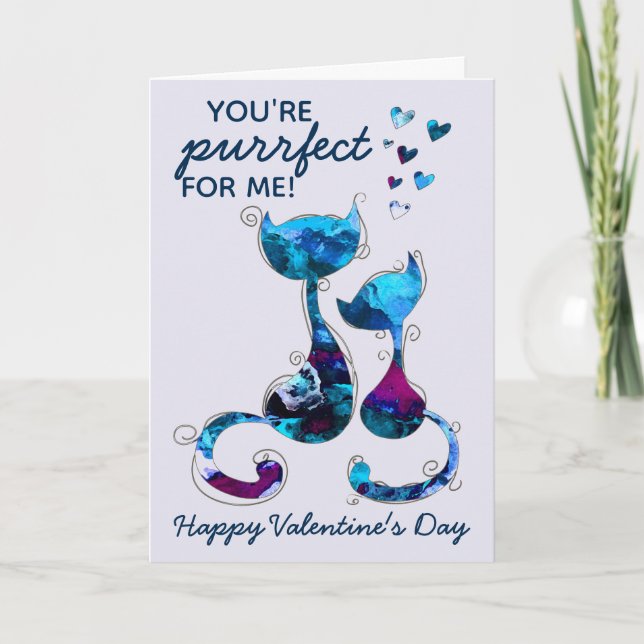 Tarjeta Eres un Día de San Valentín de gato acuarela perfe (Anverso)