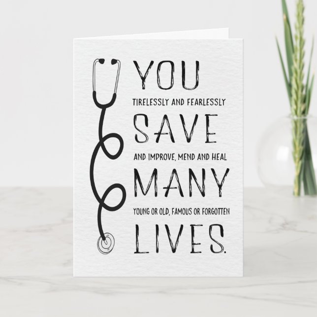 Tarjeta Eres un gran Médica, haciendo del mundo un lugar m (Anverso)