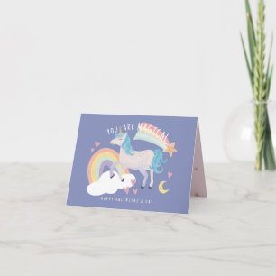 Tarjeta Eres un unicornio mágico y un Valentín arcoiris