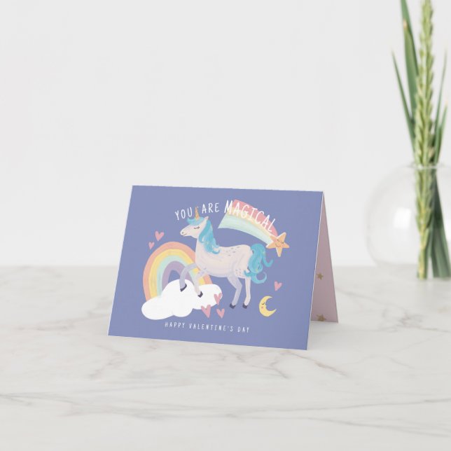 Tarjeta Eres un unicornio mágico y un Valentín arcoiris (Anverso)