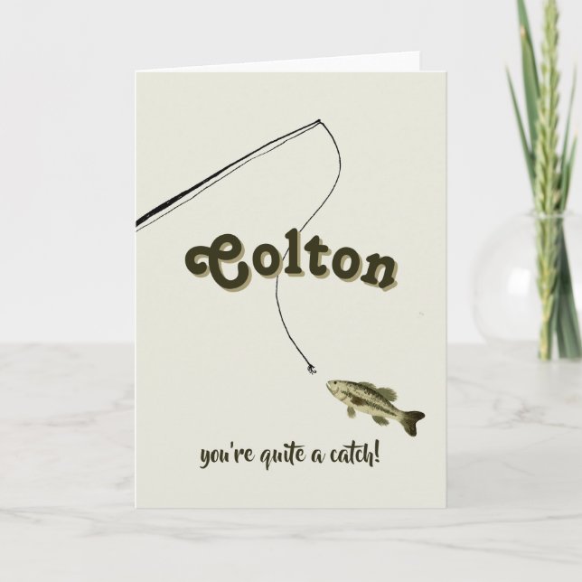 Tarjeta Eres un Valentín de Pesca Verde para Atrapar (Anverso)