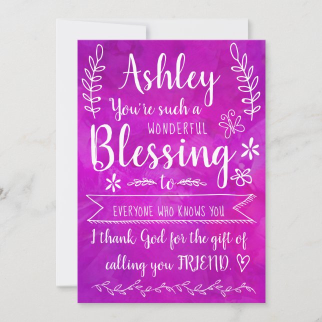 Tarjeta ¡Eres una bendición MARAVILLOSA PLENAMENTE EDITABL (Anverso)