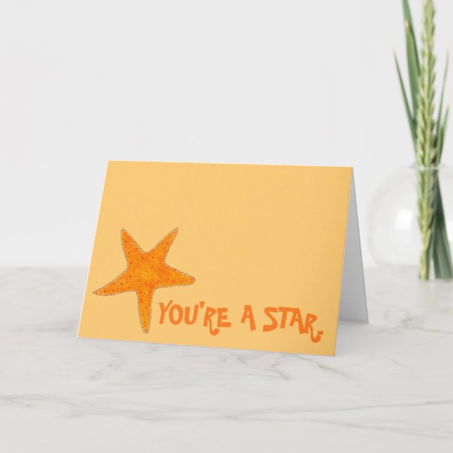 Tarjeta Eres una estrella Naranja Starfish Felicitaciones  (Anverso)