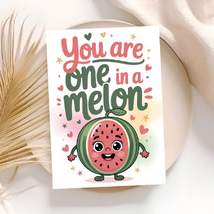 Tarjeta eres uno en un cumpleaños de melón