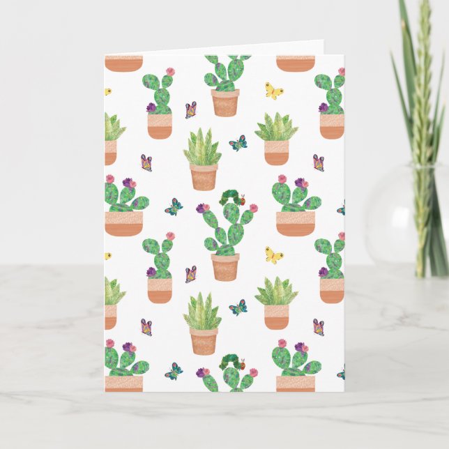 Tarjeta Eric Carle | oruga, cactus y mariposa Pa (Anverso)