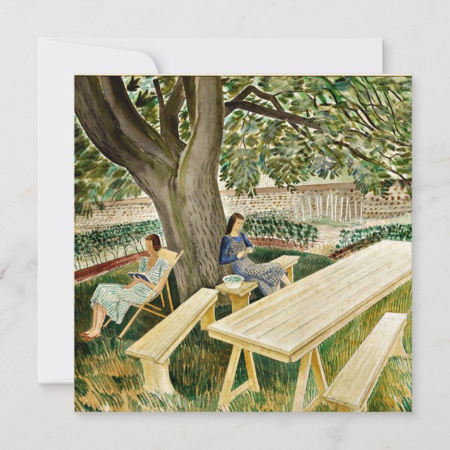 Tarjeta Eric Ravilious - Dos mujeres en un jardín, arte fi (Anverso)