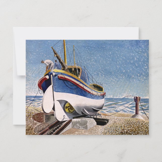 Tarjeta Eric Ravilious - Lifeboat en Adelburgh (Anverso)