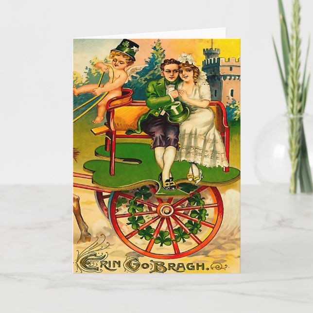 Tarjeta Erin Go Bragh - Pareja Irlandesa Día de San Patric (Anverso)