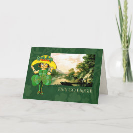 Tarjeta Erin Go Bragh Vintage Chica irlandés St. Patrick's