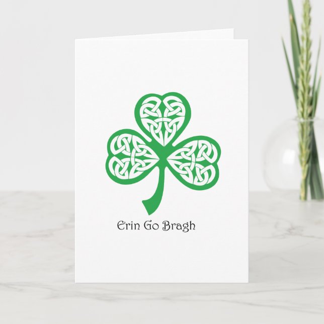 Tarjeta Erin va trébol de Bragh con el knotwork céltico (Anverso)