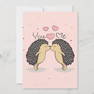 Tarjeta Erizo besándose lindo adorable