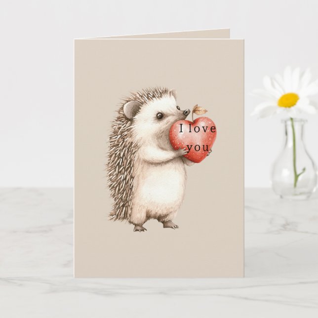 Tarjeta Erizo con Corazón Ama (Planta pequeña)