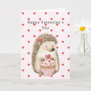 Tarjeta Erizo de Amor Corazones Rojos